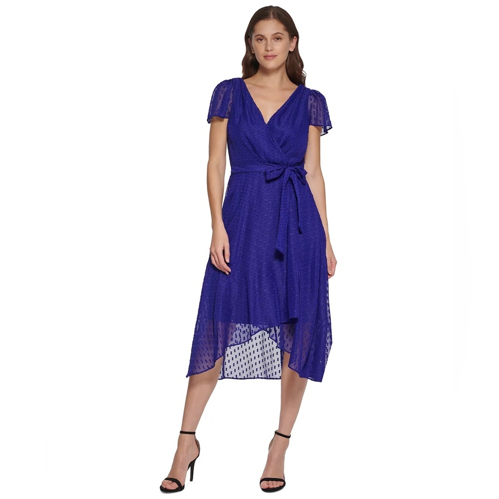 DKNY Clip-Dot Wrap Midi Dress